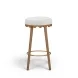 Oodle Cream and Light Walnut Performance Vegan Mohair Upholstered Bar Stool