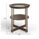 Elora Walnut and Tarnished Silver Round Glass Top End Table