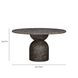 Cynthia Dark Emperador and Walnut Outdoor 54" Round Marble Top Dining Table