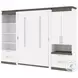 Orion White And Walnut Grey 118" Full Murphy Bed And Multifunctional Storage With Drawers