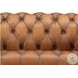 Haworth Saddle Brown Leather Upholstered Accent Chair with Nailhead Trim