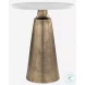 Leighton Travertine And Antique Brass Accent Table