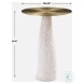 Hollen Gold And White Stone Accent Table