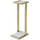 Oasis Brass and White Rectangular Glass Top Clemente Accent Table