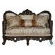 Devayne Fabric and Dark Walnut Living Room Set with 6 Pillows