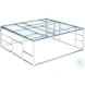 5073 Clear Glass And Polished Stainless Steel Occasional Table Set with Ladder Style Frame
