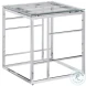 5073 Clear Glass And Polished Stainless Steel Occasional Table Set with Ladder Style Frame
