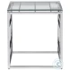 5073 Clear Glass And Polished Stainless Steel Occasional Table Set with Ladder Style Frame