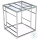 5073 Clear Glass And Polished Stainless Steel Occasional Table Set with Ladder Style Frame