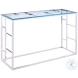 5073 Clear Glass And Polished Stainless Steel Sofa Table with Ladder Style Frame