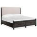 Plum Creek Ravenwood Black and Elite Dove California King Upholstered Storage Panel Bed