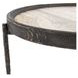 Dakota Weathered Black and Beige Round Travertine Top Coffee Table