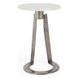 Leyton White and Gray Round Marble Top Accent Table