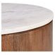Josie Hickory Brown and White Round Marble Top End Table