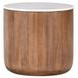 Josie Hickory Brown and White Round Marble Top End Table