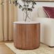 Josie Hickory Brown and White Round Marble Top End Table