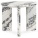 Zora White and Charcoal Gray Round Marble Top End Table