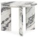 Zora White and Charcoal Gray Round Marble Top End Table