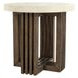 Aspen Antique White and Distressed Brown Round Concrete Top End Table
