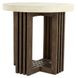 Aspen Antique White and Distressed Brown Round Concrete Top End Table