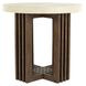 Aspen Antique White and Distressed Brown Round Concrete Top End Table