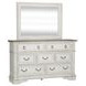 Abbey Park Antique White and Weathered Brown 7 Drawer Dresser with Mirror