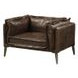 Porchester Distress Chocolate Leather Upholstered Lounge Chair