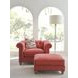 Carmen Red 34" Upholstered Ottoman with Nailhead Trim