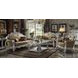 Vendome Gold and Silver Patina Upholstered Accent Chair with Pillows and Nailhead Trim