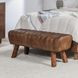 Florian Tuscany Chestnut Leather Upholstered 50" Accent Bench