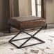 Bruno Rustic Brown Leather Upholstered Stool