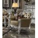Vendome Gold and Silver Patina Upholstered Accent Chair with Pillows and Nailhead Trim