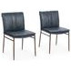 Mayer Ocean Blue Leather Upholstered Dining Chair Set of 2