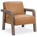Reyna Tan Leather Upholstered Accent Chair