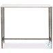 53018 Antique Nickle And White Marble Console Table