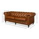 English Cuba Brown Tufted Club 89" Sofa
