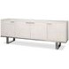 Bronzini Embossed White Leather 4 Door Credenza