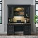 Meritage Aged Charcoal and Caramel 66" Credenza with LED in Hutch
