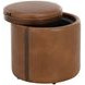 Borelli Tobacco Tan and Autumn Chestnut Upholstered Round Storage Ottoman with Casters
