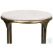 Gimlet White Marble And Brass Round End Table