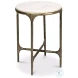 Gimlet White Marble And Brass Round End Table