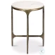 Gimlet White Marble And Brass Round End Table