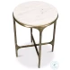 Gimlet White Marble And Brass Round End Table