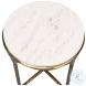 Gimlet White Marble And Brass Round End Table