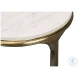 Gimlet White Marble And Brass Round End Table