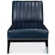 Agave Chateau Blue Leather Slipper Chair
