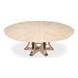Tower Jupe Bleached Oak and Hammered Iron 86" Extendable Round Dining Table