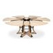 Tower Jupe Bleached Oak and Hammered Iron 86" Extendable Round Dining Table