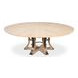 Tower Jupe Bleached Oak and Hammered Iron 86" Extendable Round Dining Table