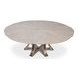 Tower Jupe Moonskin and Hammered Iron 86" Extendable Round Dining Table